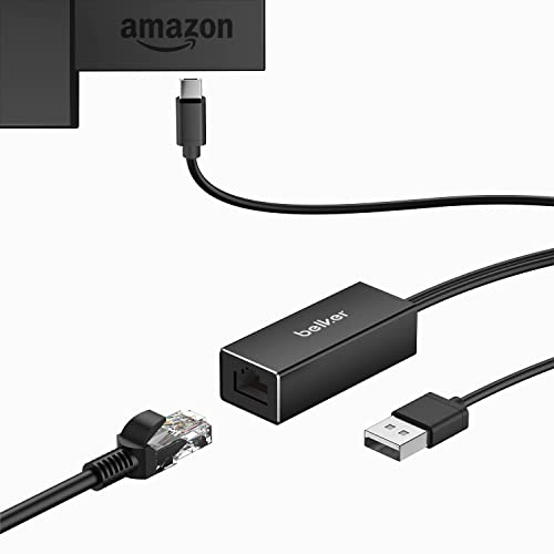 Fire TV Ethernet-Adapter, Belker Fire Stick Ethernet-Adapter/Micro-USB auf RJ45-Ethernet-Adapter, USB auf RJ45-Kabel für Fire TV Stick (2. Generation), Fire TV (2017), Chromecast Ultra/2/1/Audio usw.