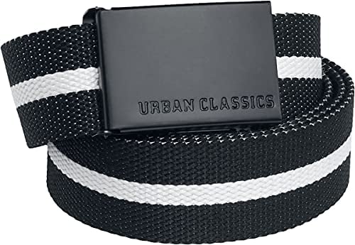 Urban Classics Unisex Canvas Belt black white stripe/black, one size