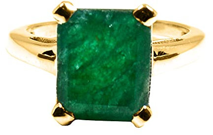Gemsyogi echter indischer Emerald 18k vergoldeter Ring für Frauen Emerald Cut Heilung Handgemachte Größe J, K, L, M, N, O, P, Q, R