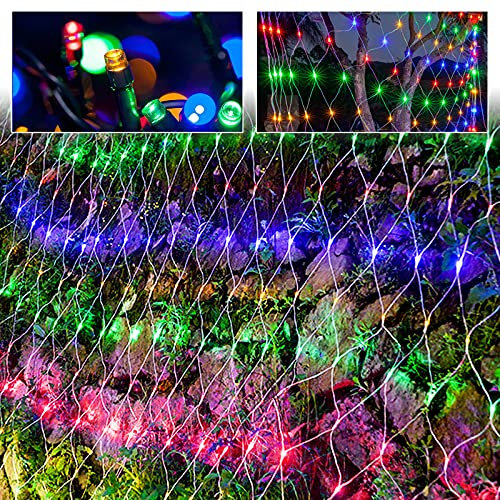 XMTECH LED Lichternetz Lichterkette Lichterkettennetz Lichtervorhang Innen und Außen Dekoration für Weihnachten Hochzeit Party, mit 8 Leuchtmodi und Stecker - 3 x 2m Bunt