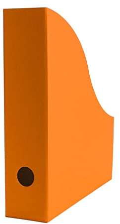 10 x PresentFill®️ Stehsammler Zeitschriftensammler Stehordner Orange für DIN A4 Format aus umweltfreundlichen 100% Recycling Karton - Made in Germany für Schreibtisch, Archiv und Aufbewahrung