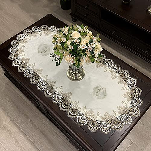 maxant 60 * 120cm Tablecloth, Lace Floral Table Cloth, Washable Table Cover, Table Cloth for Kitchen Party Dinning, Linen grey