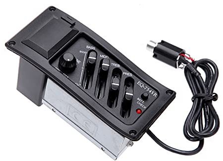 KOCAN Kit per Chitarra Acustica, 4-Band EQ Sintonizzatore Equalizzatore Piezo Pickup EQ-7545R Pre-Amp Chitarra Acustica Preamp Amplificatore