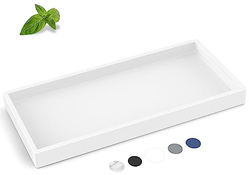 EG-SIPRO Plateau de comptoir de salle de bain en silicone épais de haute qualité, plateau rectangulaire incassable, distributeur de savon pour comptoir de salle de bain, blanc pur, 27 x 13 cm,