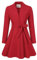 Allegra K Damen Winterjacke Lang Einreihig Vintage Trenchcoat Gürtel Mäntel Mit Schnürung Dunkelrot XL