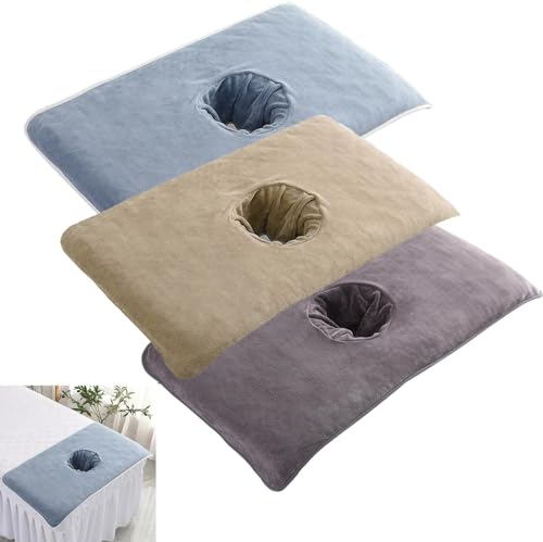 3 Stück Massageliegen Blatt mit Gesichtsloch, Gesichtspad, Massageliege für universelles Schönheitsbett, Couchbezug, Atmungsaktiv, Weich, für Spa, Schönheits- und Gesichtssalon