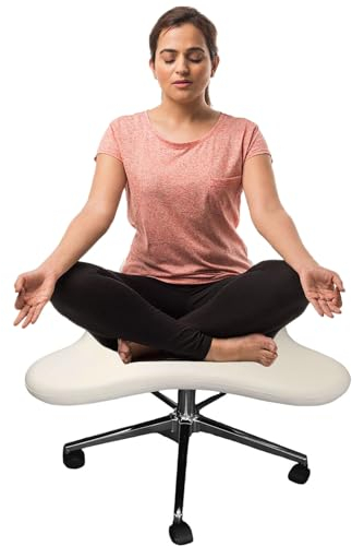 HNBYLMM Meditations-Bürostuhl, Stuhl mit gekreuzten Beinen, höhenverstellbarer Kniestuhl, ergonomischer Bürostuhl, Criss-Cross-Stuhl für Zuhause und Büro, maximale Tragfähigkeit 135 kg,Beige