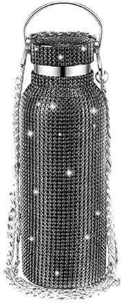 Bouteille d'eau blings – Tasses thermiques cloutées scintillantes, bouteille d'eau chic | Bouteille de boisson de luxe en strass de 350ml, avec finition pailletée, bouteille d'eau tendance en strass