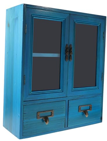 CRILSTYLEO Rustikaler Vintage Wandschrank Holzschrank Mit Doppeltüren Für Stauraum Und Dekoration Im Zimmer