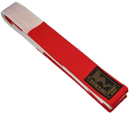 TEKKA BUDO Großmeister Gürtel rot-weiß geblockt - 5 cm Breite, 330 cm - Meister Kampfsportgürtel, Budogürtel Blockform