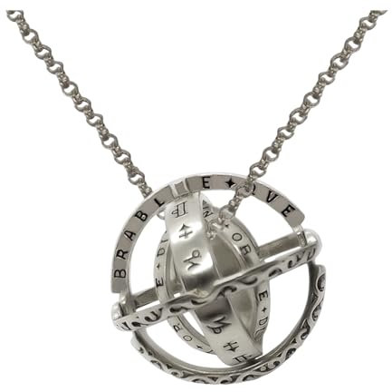 SHINROAD Anti-Angst-Ring-Anhänger, Spin-Spielzeug, Fidget-Halskette, Titan-Stahl-Spinner, Dekompressionsspielzeug, Planetenform, stoßfest, manuell, Anti-Stress-Finger, Unisex Antikes Silber