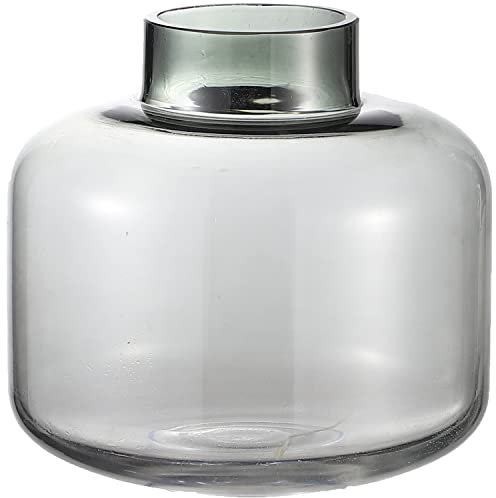KAYLETIN Vase court en verre noir pour fleurs, vases à fleurs courts pour tulipes, vases ronds en verre pour anniversaire, mariage, pendaison de crémaillère, anniversaire de mariage, fiançailles, 15
