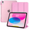 TiMOVO Cover per iPad 11 Generazione A16 11 Pollici 2025/iPad 10 Generazione 10,9 Pollici 2022 con Portapenne, Custodia con Supporto Retro Traslucido, Auto Sveglia/Sonno, Fiore Rosa