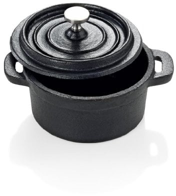 Cocotte Hierro Fundido Negro Forma Redonda 10 cm de diámetro y 8 cm de altura