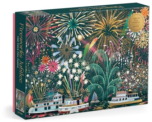 Galison - Fireworks Jubilee 1000 Piece Jigsaw Puzzle with Foil for Adults