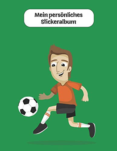 Mein persönliches Stickeralbum: Fußballer Grün Motiv | Din A4 Blanko | 35 Seiten Silikonfreies Papier | Geschenkidee