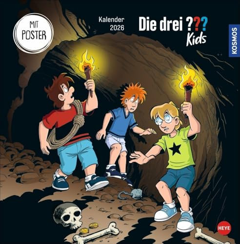 Die drei ??? Kids Broschurkalender 2026: Ein Jahr voller Abenteuer mit den Junior-Detektiven Justus, Peter und Bob. Wandkalender 2026 zum Eintragen ... (Kino-Entertainment Kalender Heye)