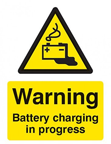 Caledonia Signs 14211E Warning Battery Charging in Progress Sign, 200 mm x 150 mm, Rigid Plastic