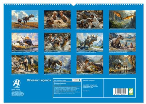 Dinosaur Legends (hochwertiger Premium Wandkalender 2025 DIN A2 quer), Kunstdruck in Hochglanz