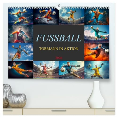Fussball - Tormann in Aktion (hochwertiger Premium Wandkalender 2026 DIN A2 quer), Kunstdruck in Hochglanz: Jeden Monat ein spektakulärer Fang, mit einmaligen Torwartmomenten. (CALVENDO Sport)