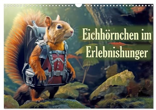 Eichhörnchen im Erlebnishunger (Wandkalender 2026 DIN A3 quer), CALVENDO Monatskalender: Tierisch gute Abenteuer (CALVENDO Spass)