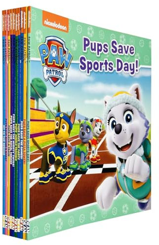 Nickelodeon Paw Patrol 10 Bücher-Sammelset (Pups Meet The Mighty Twins, Save A Train, Save The Games, Save Sports Day, Save Ryders Robot, Super-Malspaß, Punkt-zu-Punkt-Buch, Malbuch und mehr)