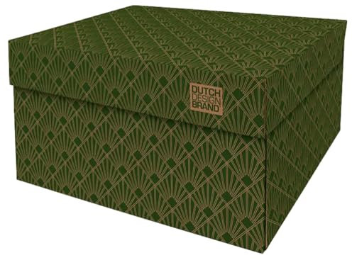Dutch Design Brand Aufbewahrungsbox Medium mit Deckel – 2 Aufbewahrungsboxen – FSC-zertifizierter, recycelbarer Karton (Größe: 33,2 x 24,2 x 16,5 cm) (Art Deco Velvet Green)