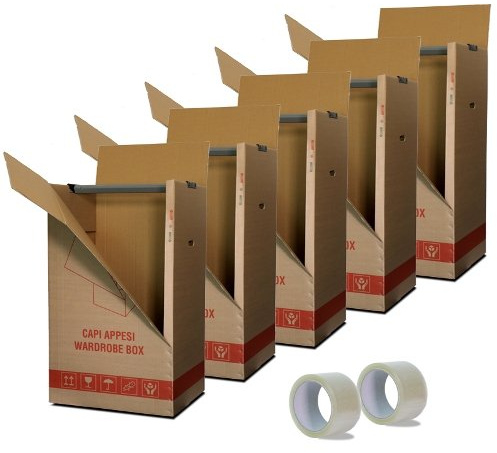 Simba Paper Design srl Kit 10 Scatole Cartone Porta Abiti Capi Appesi cm. 50x60 H 111 con appendino + 2 Nastri Adesivi Omaggio