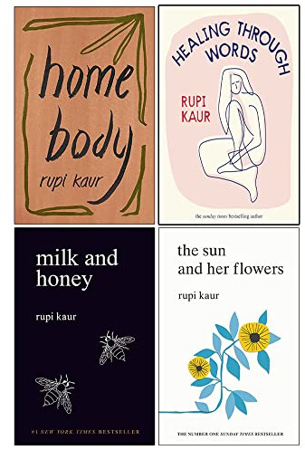 Rupi Kaur Collection 4 Books Set (Home Body, Milk and Honey, The Sun and Her Flowers & Healing Through Words[Hardcover])