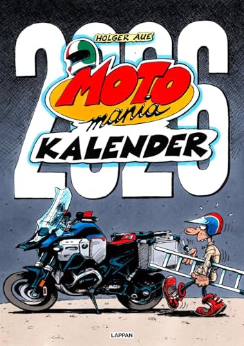 MOTOmania Kalender 2026: Monatskalender im Großformat: Großer Wandkalender mit Spiralbindung im Hochformat, 42 x 59 cm | Mit den beliebten Comics von Holger Aue | Geschenk für Motorrad-Fans