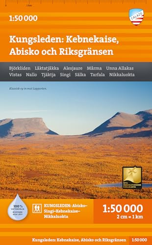Kungsleden: Kebnekaise, Abisko & Riksgransen (Mountain map detailed scale)
