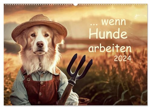 Wenn Hunde arbeiten (Wandkalender 2026 DIN A2 quer), CALVENDO Monatskalender: Zwölf interessante und witzige Bilder, zeigen Hunde in Berufen. (CALVENDO Tiere)