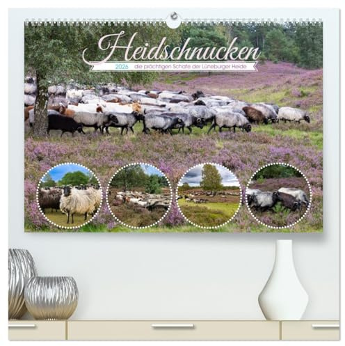 Heidschnucken, die prächtigen Schafe der Lüneburger Heide (hochwertiger Premium Wandkalender 2026 DIN A2 quer), Kunstdruck in Hochglanz: Diese Tiere ... den Erhalt der Heideflächen. (CALVENDO Tiere)