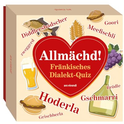 ars vivendi verlag Allmächd – Das fränkische Dialekt-Quiz: 66 Fragen zu Redensarten, Sprüchen & Sprachwitz aus Franken. Humorvolles Kartenspiel für Dialektfans & Rätselfreunde