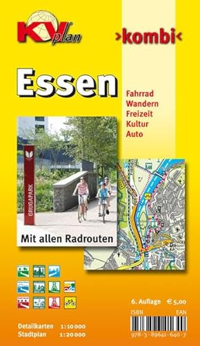 Essen 1 : 20 000: Stadtplan mit Detailkarten 1:10 000 incl. aller Radrouten und Wanderwegen: 1:10.000 Stadtplan mit Freizeitkarte 1:20.000 ... Mit allen Radrouten (KVplan-Kombi-Reihe)