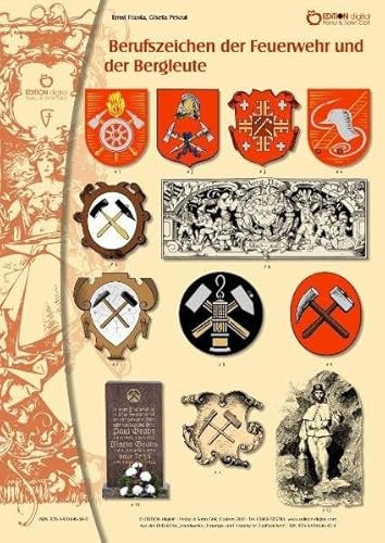 Berufszeichen der Feuerwehr und der Bergleute: Poster mit Beschreibung