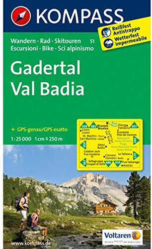KOMPASS Wanderkarte Gadertal - Val Badia: Wanderkarte mit Radrouten und Skitouren. GPS-genau. 1:25000