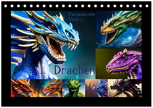 Phantasievolle Welt der Drachen (Tischkalender 2026 DIN A5 quer), CALVENDO Monatskalender: Eine faszinierende Welt der Drachen, die in lebendigen ... zum Leben erweckt wird. (CALVENDO Kunst)