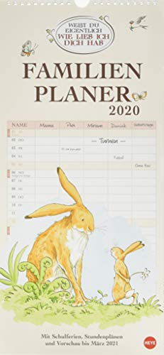 Weißt du eigentlich, wie lieb ich dich hab? Familienplaner. Wandkalender 2020. Monatskalendarium. Spiralbindung. Format 21 x 45 cm