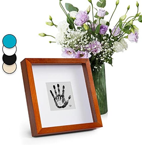 Classic by Casa Chic - Solid Wood Box Frame - Rustic Brown - 9x9 inch (23x23cm) Photo Frame - 3D Shadow Effect - Mount for 4x4 inch (10x10cm) Picture - Glass Front