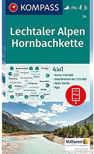 Lechtaler Alpen, Hornbachkette: 4in1 Wanderkarte 1:50000 mit Aktiv Guide und Detailkarten inklusive Karte zur offline Verwendung in der KOMPASS-App. ... Langlaufen. (KOMPASS Wanderkarte, Band 24)