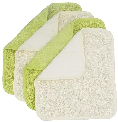 TTYBG Natural Organic Ramie and Rayon Made from Bamboo Dual Sided Washcloths Hand Towels Ultra Soft for Shower Bath Spa, Gentle for Body Face Sensitive Baby Skin, Pack of 4
