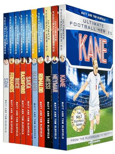 Ultimate Football Heroes Series 1 Collection 10 Books Set By Matt Oldfield, Tom Oldfield (Messi, Son , Neymar, Kane, Ronaldo, Fernandes, Rice, Rashford, Saka & Haaland)