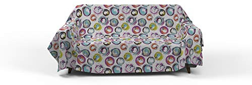 Italian Bed Linen Fantasy Multicolore Telo Copritutto Stampato 1 Posto, Microfibra, cerchi astratti