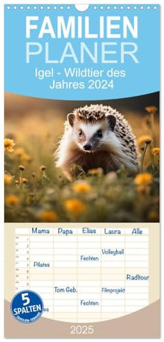 Familienplaner 2025 - Igel - Wildtier des Jahres 2024 mit 5 Spalten (Wandkalender, 21 cm x 45 cm), CALVENDO