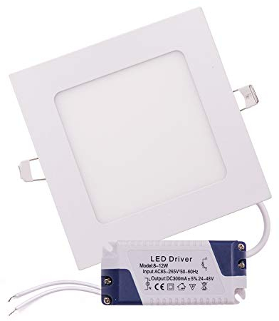 XUNATA Panneau LED carré ultra fin - AC110-220 V - 12 W - Blanc chaud - Spot LED encastrable - Lampe de salon - Plafonnier - Super lumineux avec pilote (blanc chaud, 12 W)