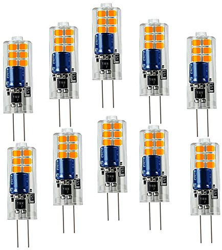 OUGEER 10er Energiesparende G4 2W LED Birne, warmweiß 3000K, AC220V-240V, Birnen LED Lampen Lichter,AC 220-240V,200LM Nicht dimmbar