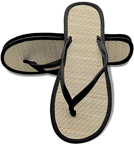 Schwarz Flip Flops Damen Herren Bambus Hausschuhe Frauen Zehentrenner Sommer Pantoletten Natural-Style Sandalen Pantoffeln 39 Schwarz