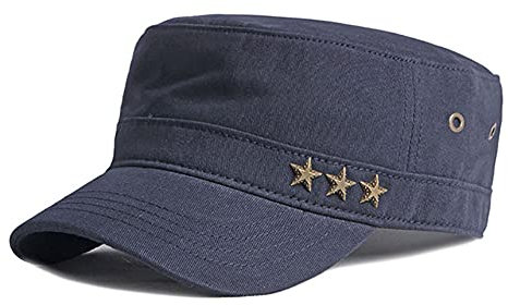 Adantico Herren Militär Armee Unisex Kappe Einstellbar Baseballmütze Damen Flat Cap (Blau)