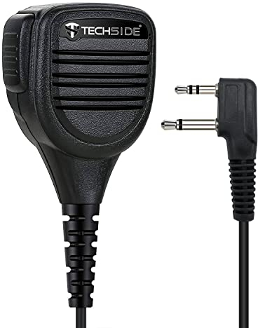 TechSide Microfono Altoparlante da Spalla Impermeabile 2 Pin Midland + Jack 3,5 + Clip Girevole Per Radio ricetrasmittenti | Compatibile con G7 pro G9 pro XT70 XT60 XT50 XT40 XT30 MA26-XL C515.05